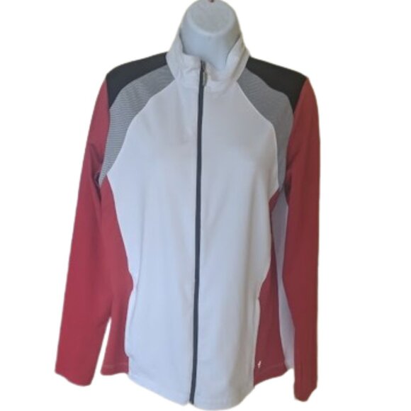 White and Red Colorblock Zip Up Jacket Size Medium - Picture 2 of 6